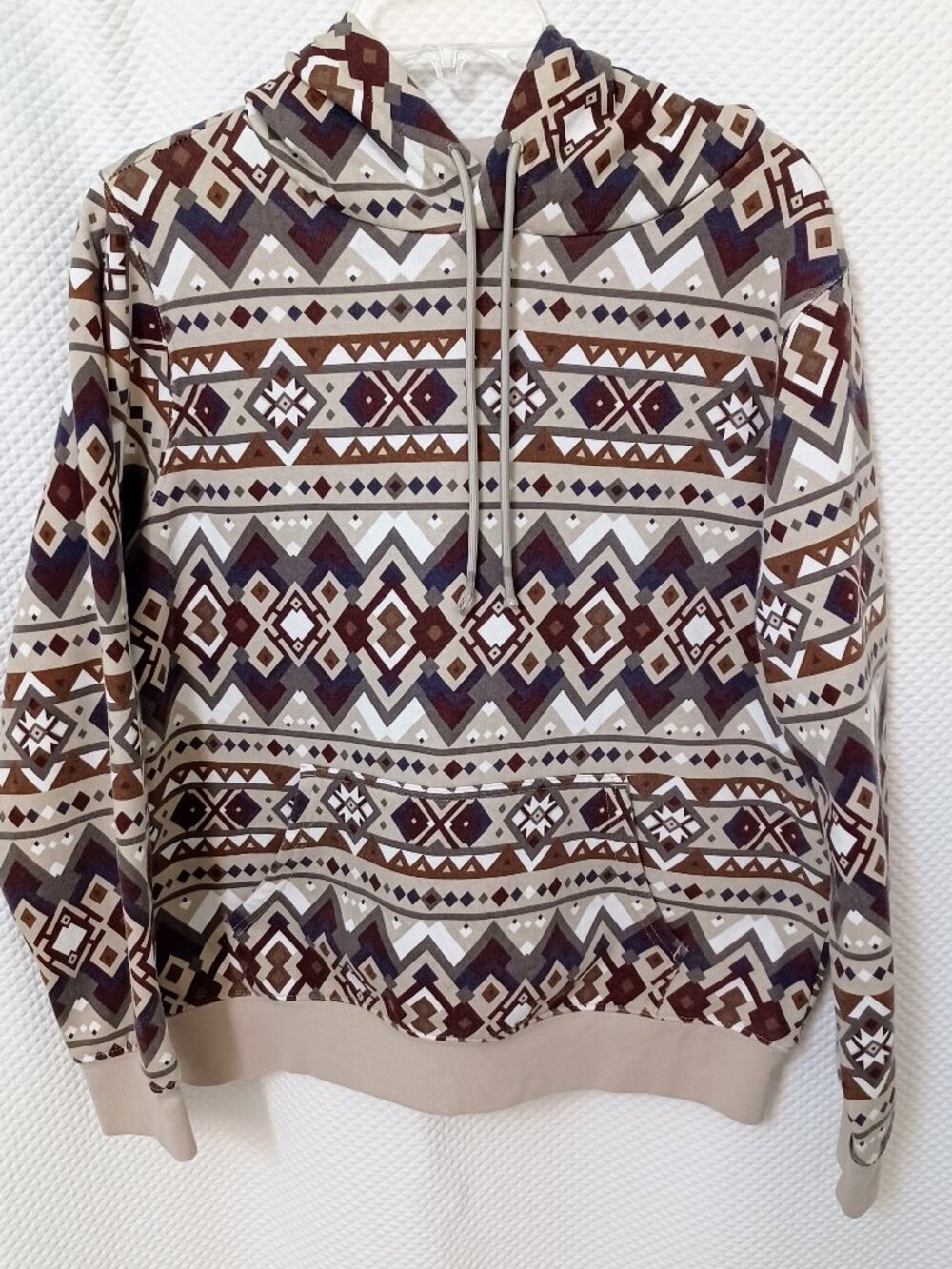 Victory Outfitters Southwestern Geometric Aztec Print Hoodie Size L Beige Tan